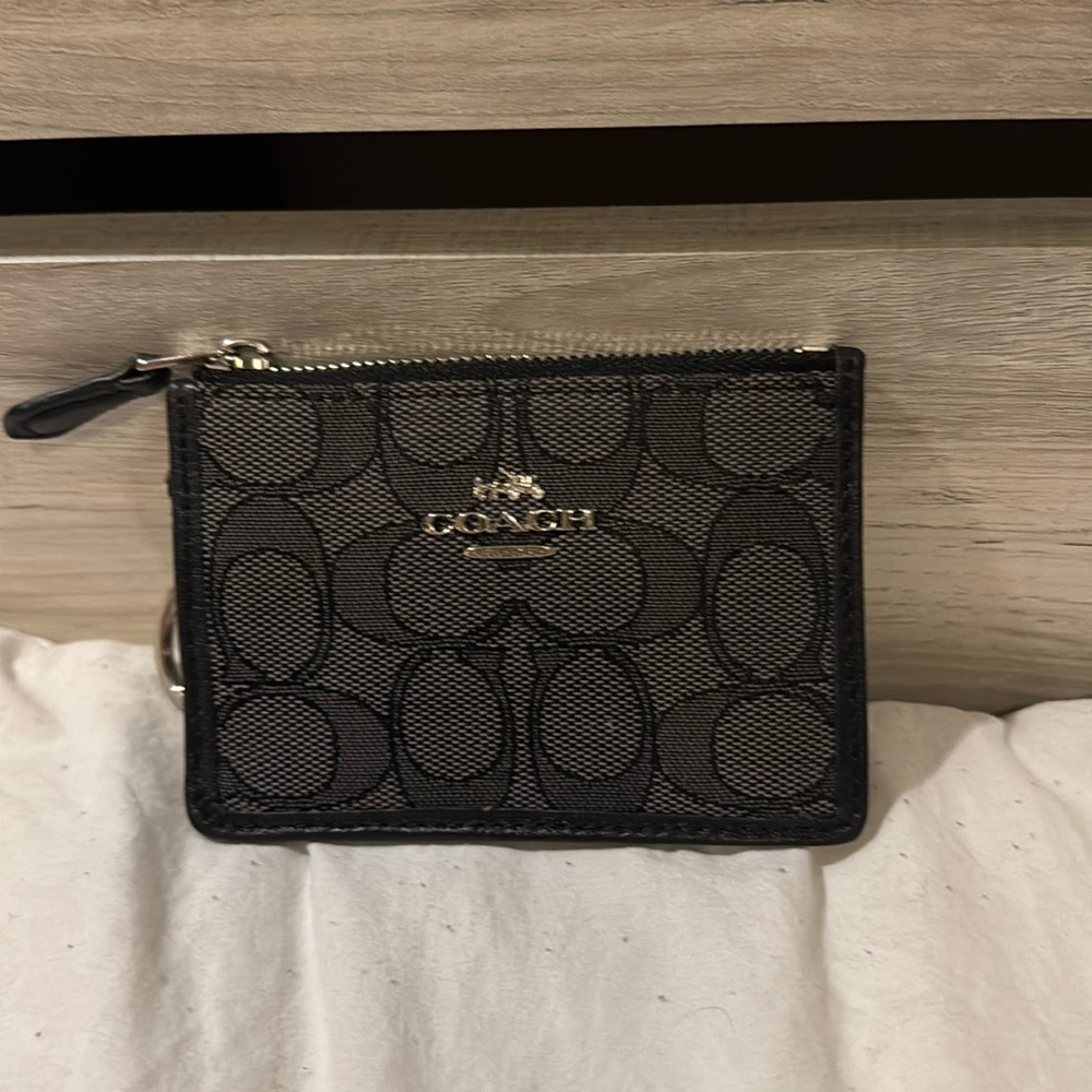 Coach black nylon zippered wallet
